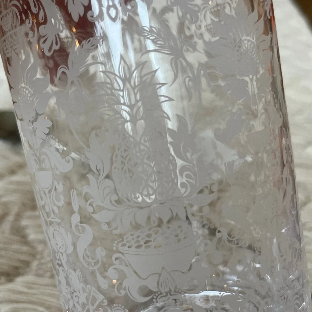 EUC Elegant Clear Etched Mixing Glass & spoon
